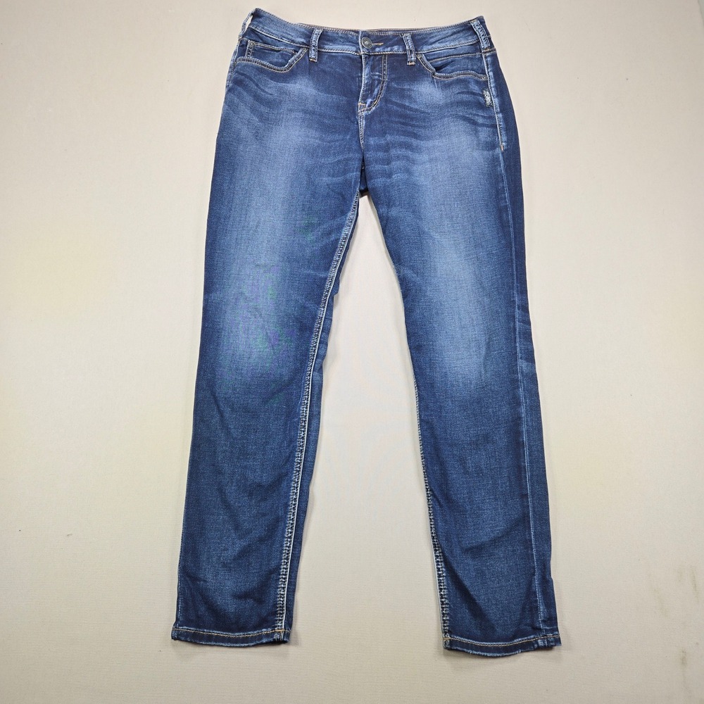 Silver Jeans Co Suki High Skinny Dark Wash Stretch Denim Blue Womens W31 L29